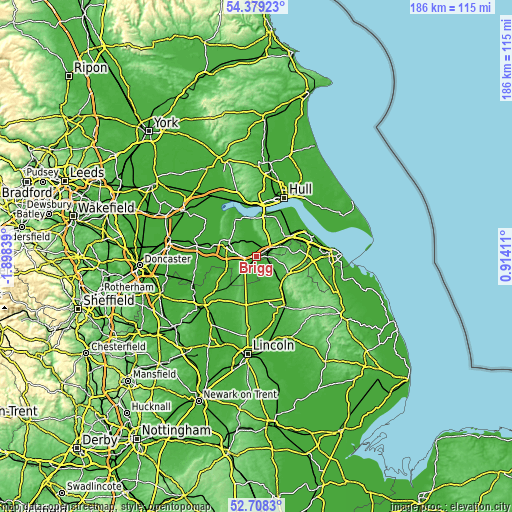 Topographic map of Brigg