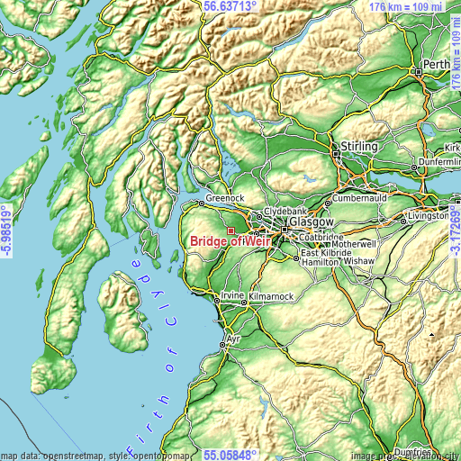 Topographic map of Bridge of Weir