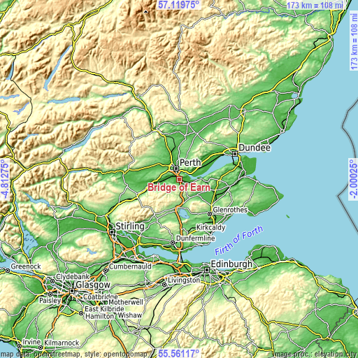 Topographic map of Bridge of Earn