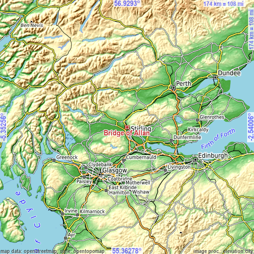 Topographic map of Bridge of Allan