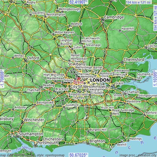 Topographic map of Brent