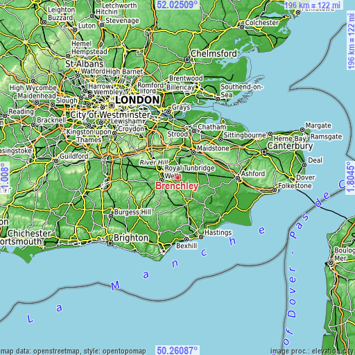 Topographic map of Brenchley