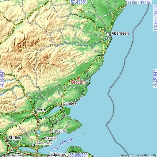 Topographic map of Brechin