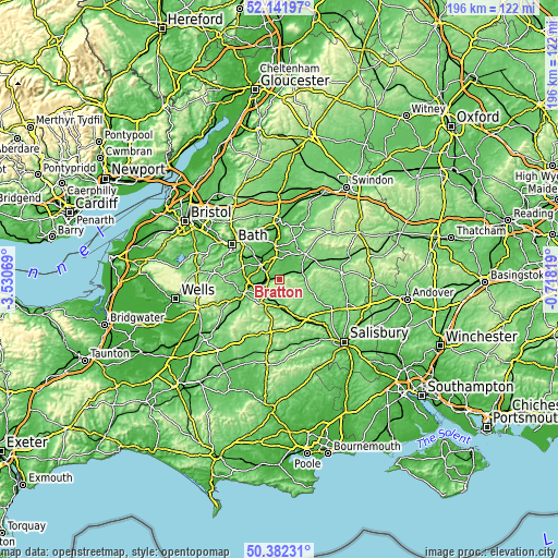 Topographic map of Bratton