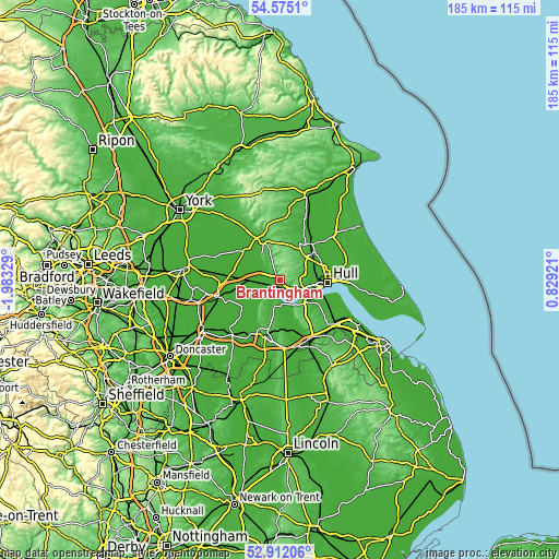 Topographic map of Brantingham