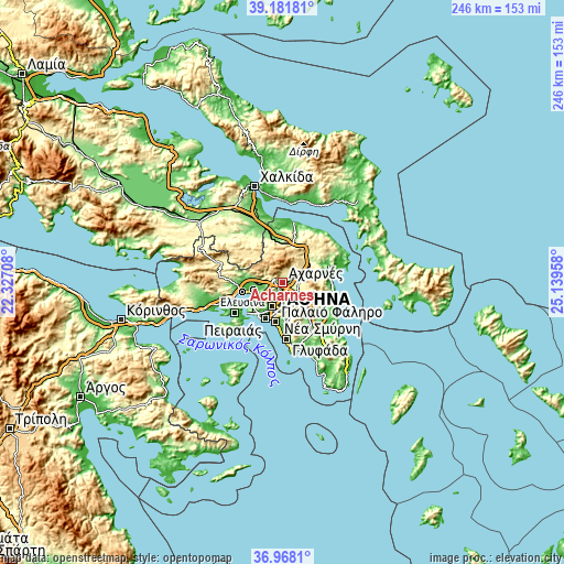 Topographic map of Acharnés