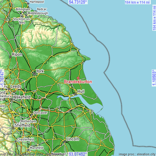 Topographic map of Brandesburton