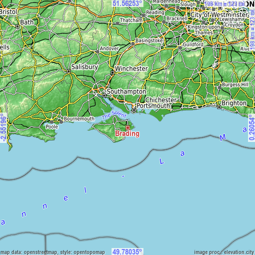 Topographic map of Brading