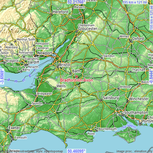 Topographic map of Bradford-on-Avon