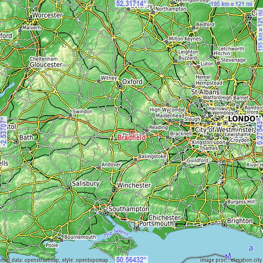 Topographic map of Bradfield