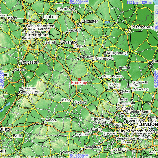 Topographic map of Brackley