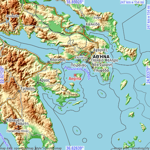 Topographic map of Aegina