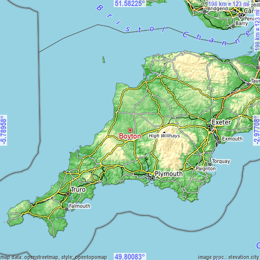 Topographic map of Boyton