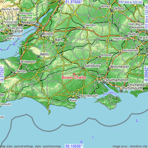 Topographic map of Bower Chalke