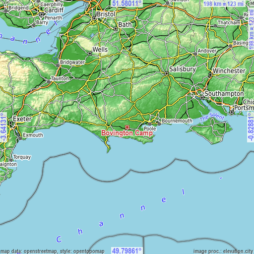 Topographic map of Bovington Camp