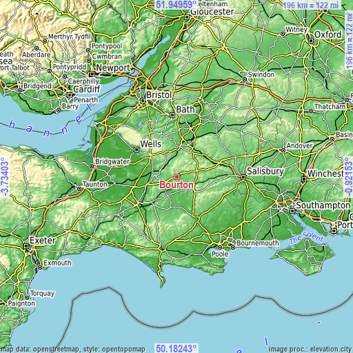 Topographic map of Bourton