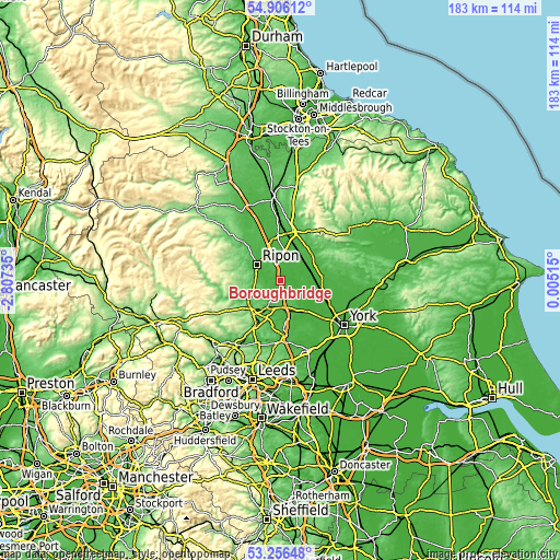 Topographic map of Boroughbridge