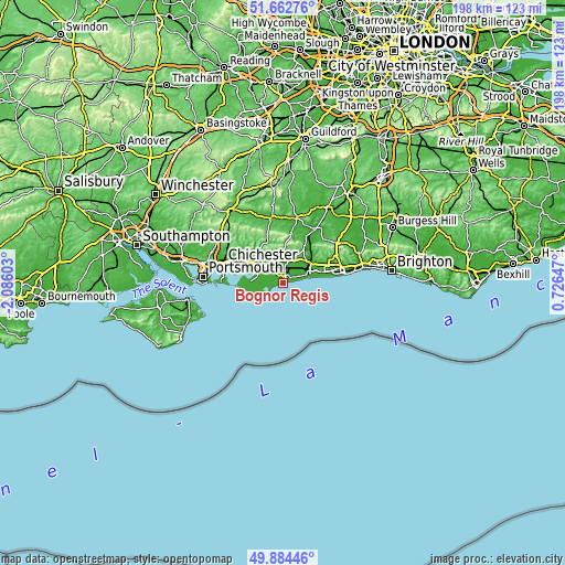 Topographic map of Bognor Regis