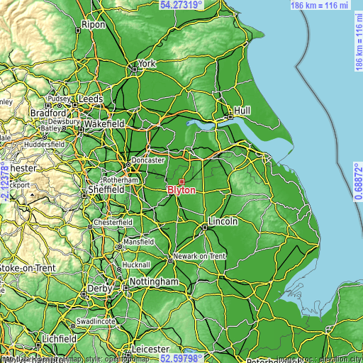 Topographic map of Blyton