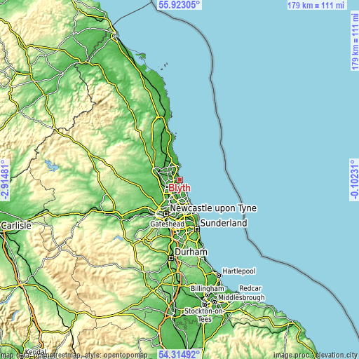 Topographic map of Blyth