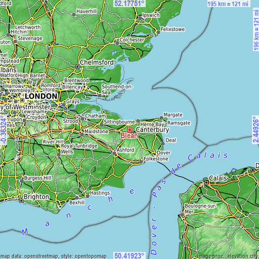 Topographic map of Blean