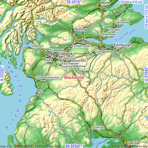 Topographic map of Blackwood