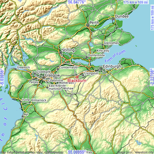 Topographic map of Blackburn