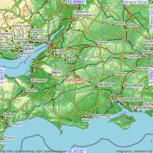 Topographic map of Bishopstrow