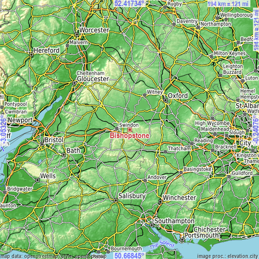 Topographic map of Bishopstone