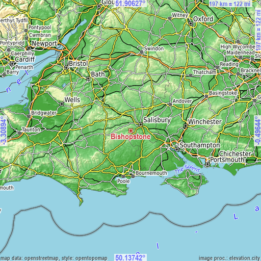 Topographic map of Bishopstone