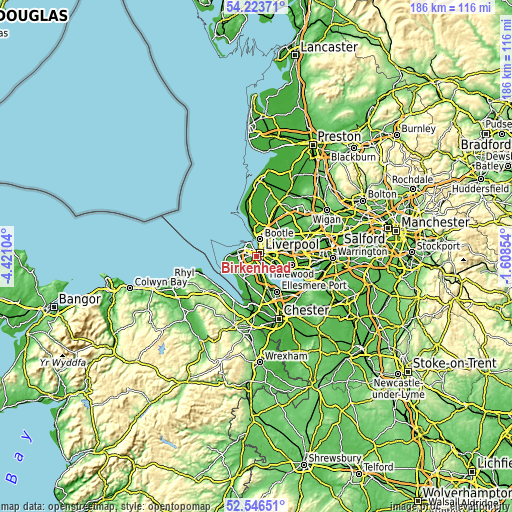 Topographic map of Birkenhead