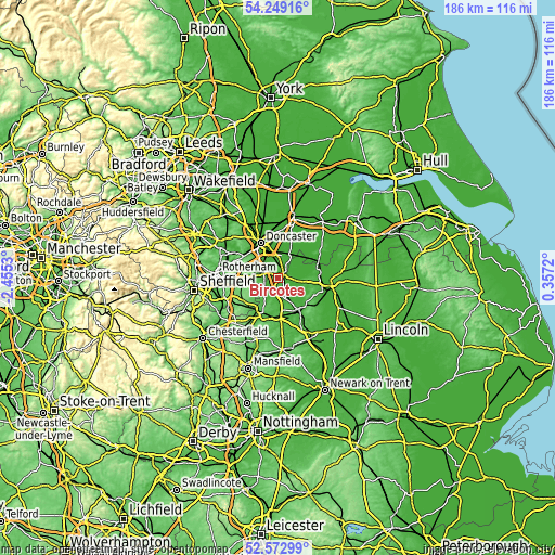 Topographic map of Bircotes