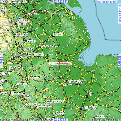 Topographic map of Billingborough