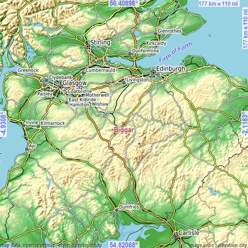 Topographic map of Biggar