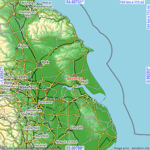 Topographic map of Beverley