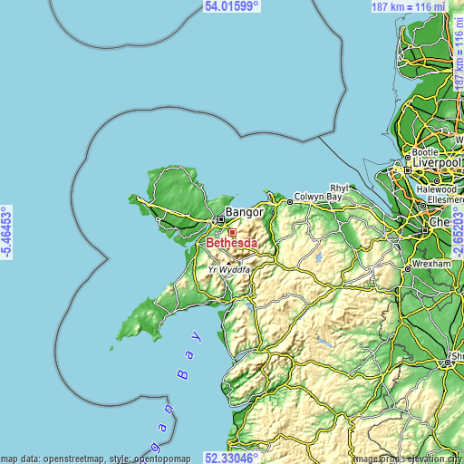 Topographic map of Bethesda