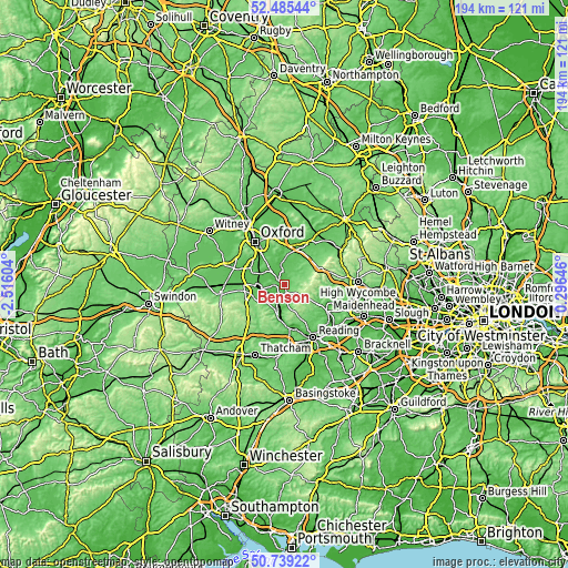 Topographic map of Benson