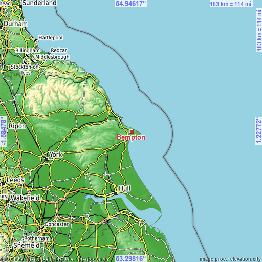 Topographic map of Bempton