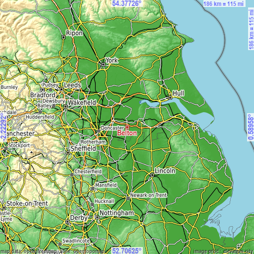 Topographic map of Belton