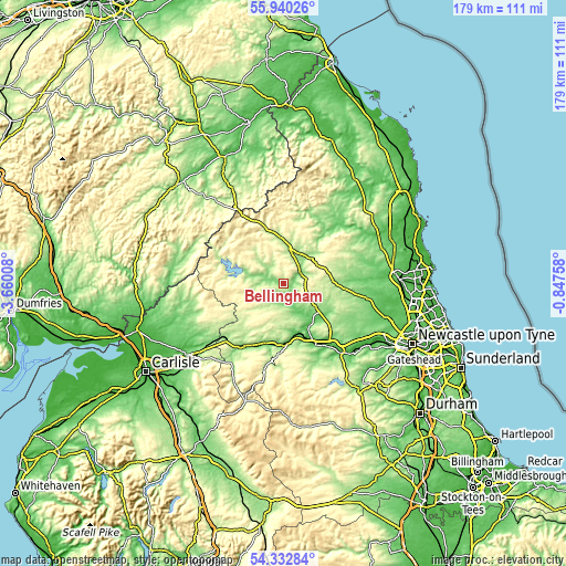 Topographic map of Bellingham