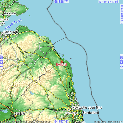 Topographic map of Belford