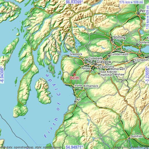 Topographic map of Beith