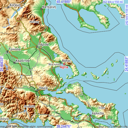 Topographic map of Agriá