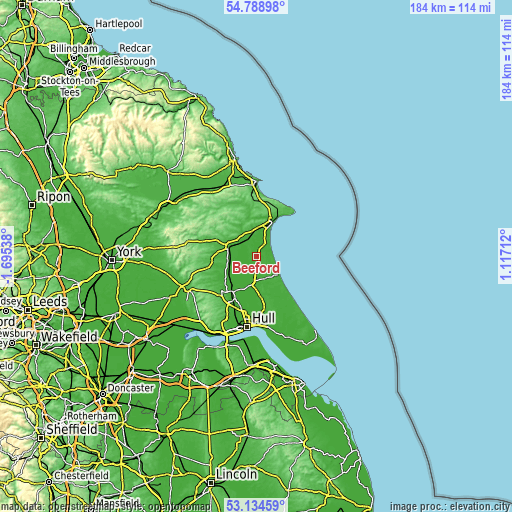 Topographic map of Beeford