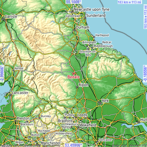 Topographic map of Bedale