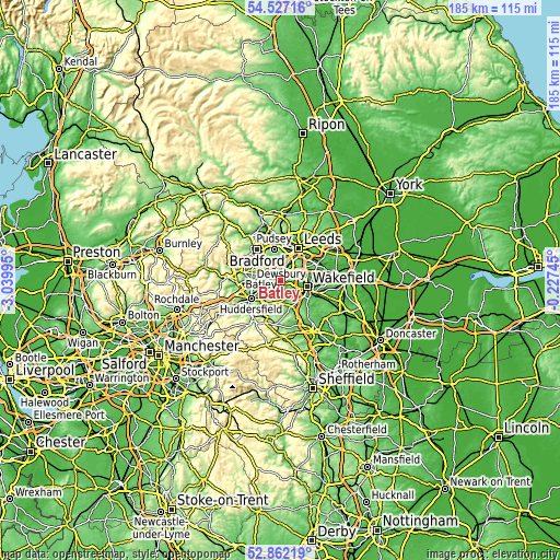 Topographic map of Batley