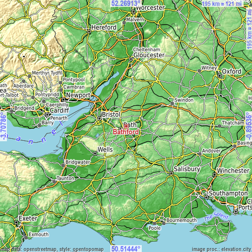 Topographic map of Bathford