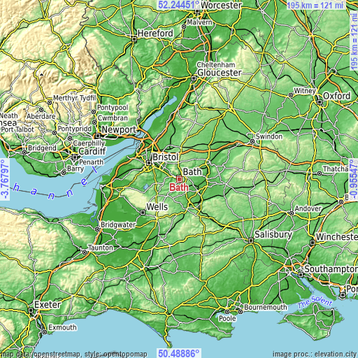 Topographic map of Bath
