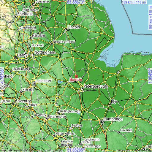 Topographic map of Baston