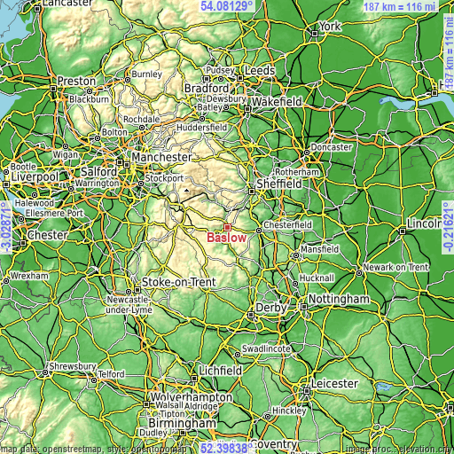 Topographic map of Baslow